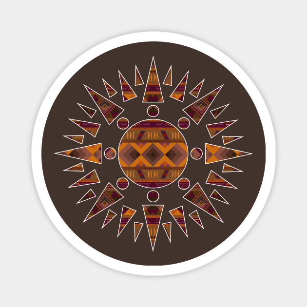 Native American pattern design Earth colours Inside a Sun Magnet by JDP Designs